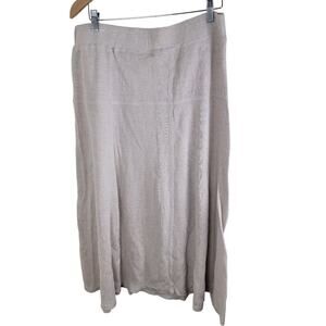 Freeport Studio Womens Linen Cotton Midi A-Line Skirt size XL Beige Vintage
